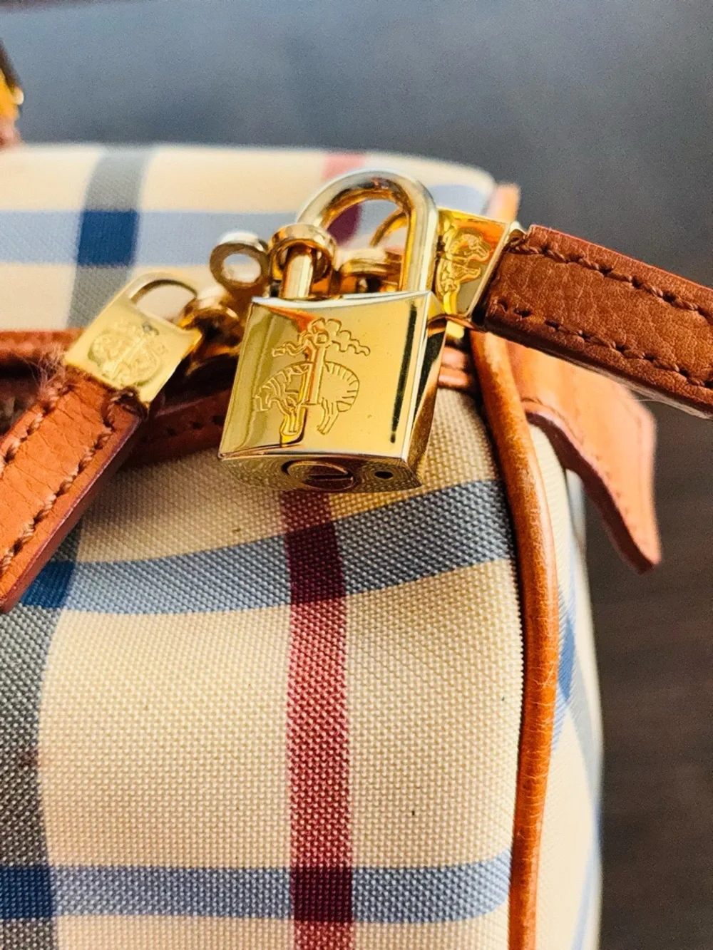 Vintage Brooks Brothers Plaid Boston Satchel Bag w/ Lock & Key
